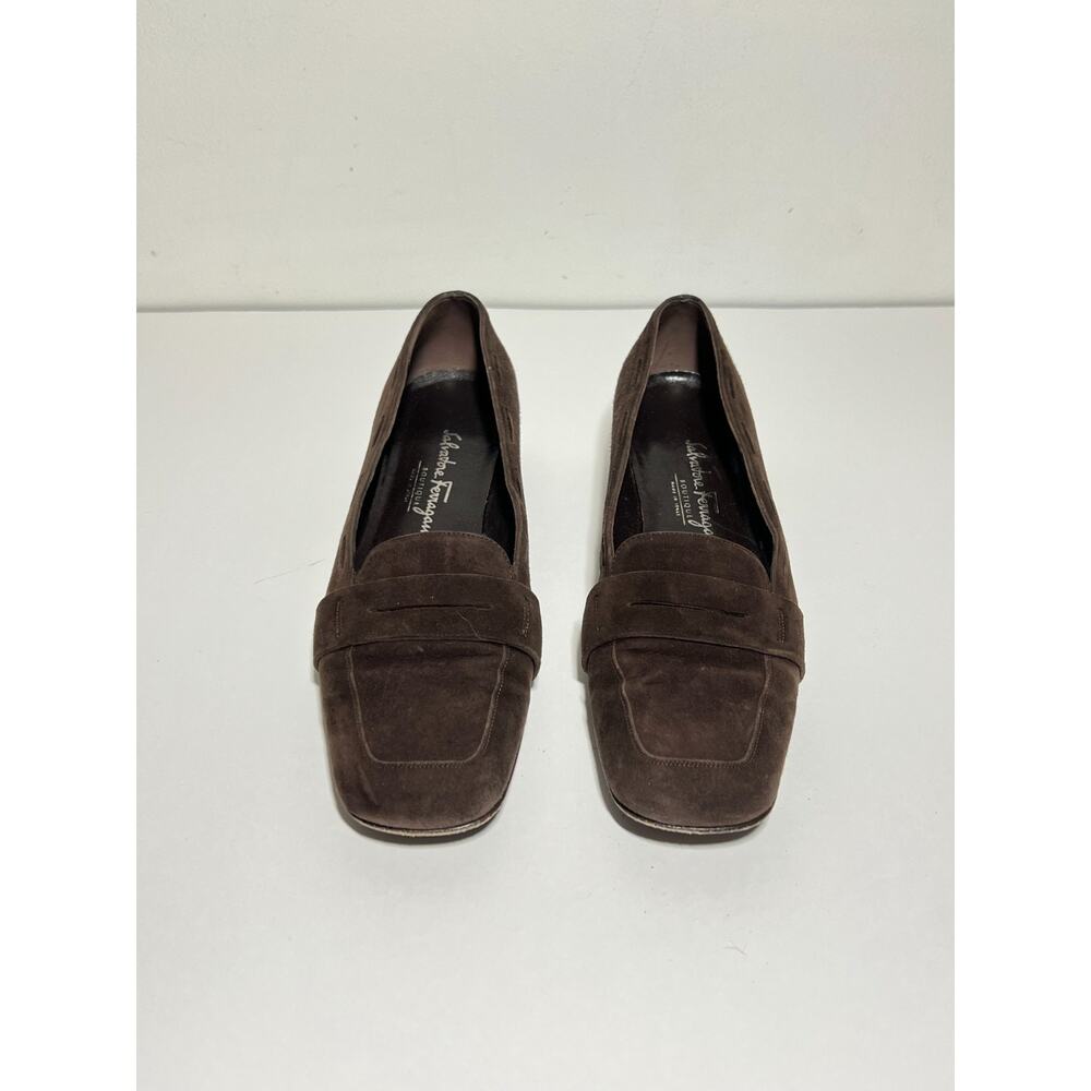 Salvatore Ferragamo Women EUC Classic Chocolate Brown Suede Loafer Shoe 6.5 B - Picture 2 of 7